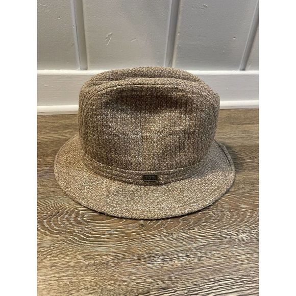 Fedora Hat Vintage London Fog Mens BrownWool Tweed Grandpa Dark Academia Small - Picture 1 of 8